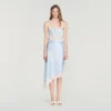 Asymmetrischer Satinrock mit Spitze