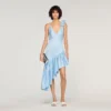 Asymmetrisches Rüschenkleid mit Blumenverzierung