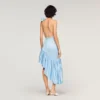 Asymmetrisches Rüschenkleid mit Blumenverzierung