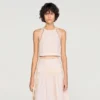 Baumwoll-Crop-Top mit Spitzenbesatz
