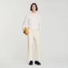 Baumwoll-Leinen-Hose mit weitem Bein