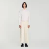 Baumwoll-Leinen-Hose mit weitem Bein