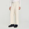 Baumwoll-Leinen-Hose mit weitem Bein