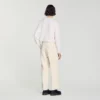 Baumwoll-Leinen-Hose mit weitem Bein