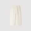 Baumwoll-Leinen-Hose mit weitem Bein