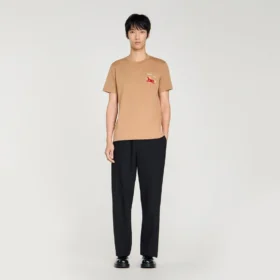 Baumwoll-T-Shirt mit gesticktem Pferd