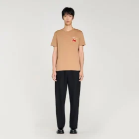 Baumwoll-T-Shirt mit gesticktem Pferd