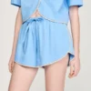 Baumwollshorts mit Perlenbesatz