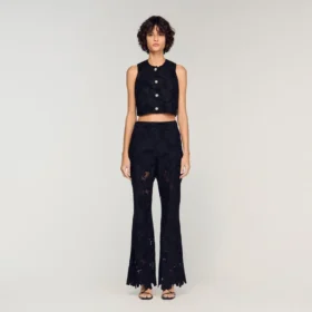 Besticktes Crop-Top aus Guipure-Spitze