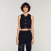 Besticktes Crop-Top aus Guipure-Spitze