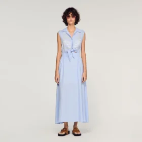 Besticktes Leinen-Maxikleid