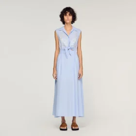 Besticktes Leinen-Maxikleid