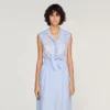 Besticktes Leinen-Maxikleid