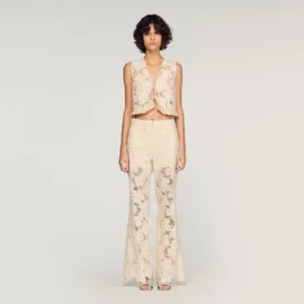 Crop-Top aus Guipure-Spitze