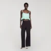 Crop-Top aus Jacquard mit Blumenmuster und Rüschen
