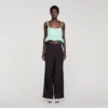 Crop-Top aus Jacquard mit Blumenmuster und Rüschen