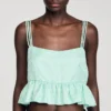 Crop-Top aus Jacquard mit Blumenmuster und Rüschen