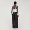 Crop-Top aus Jacquard mit Blumenmuster und Rüschen