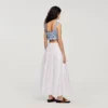 Crop-Top aus Leinen mit Gingham-Muster