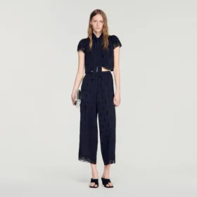 Crop-Top aus Paisley-Jacquard