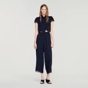 Crop-Top aus Paisley-Jacquard