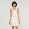 Crop-Top aus Strick mit Blumenmuster