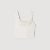 Crop-Top aus Strick mit Blumenmuster