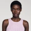 Crop-Top aus Strick mit Strasssteinen