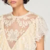 Crop-Top mit Blumen-Guipure-Muster