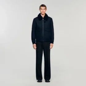 Fliegerjacke aus Wolle mit Lammfellkragen