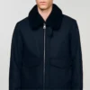 Fliegerjacke aus Wolle mit Lammfellkragen