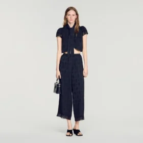Fliessende Paisley-Jacquard-Hose