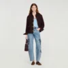Weite Barrel-Jeans mit Palmenstickerei