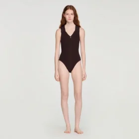 Gerippter Strick-Polo-Body