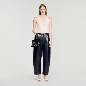 Geripptes Tanktop mit Spitze
