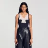 Geripptes Tanktop mit Spitze
