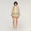Gestreifte Shorts mit Blumenstickerei