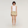Gestreifte Shorts mit Blumenstickerei