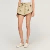 Gestreifte Shorts mit Blumenstickerei