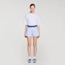 Gestreifte Shorts mit Jeans-Details
