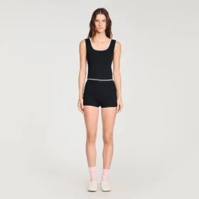 Gestreifte Shorts mit Perlenstickerei