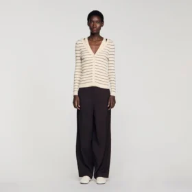 Gestreifter, gerippter Cardigan