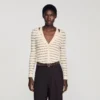 Gestreifter, gerippter Cardigan