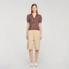 Gestreifter Polo-Pullover mit V-Ausschnitt