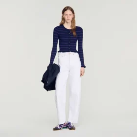 Gestreifter Strickcardigan
