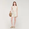Gestreiftes Crop-Top mit Strasssteinen