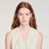 Gestreiftes Crop-Top mit Strasssteinen