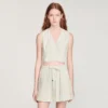 Gestreiftes Crop-Top mit Strasssteinen