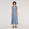 Gestreiftes Maxikleid mit Lederlasche