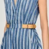 Gestreiftes Maxikleid mit Lederlasche